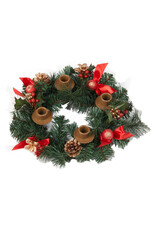 Vermont Christmas Company Advent Wreath (Candleholder) Greenery/Red Ribbon