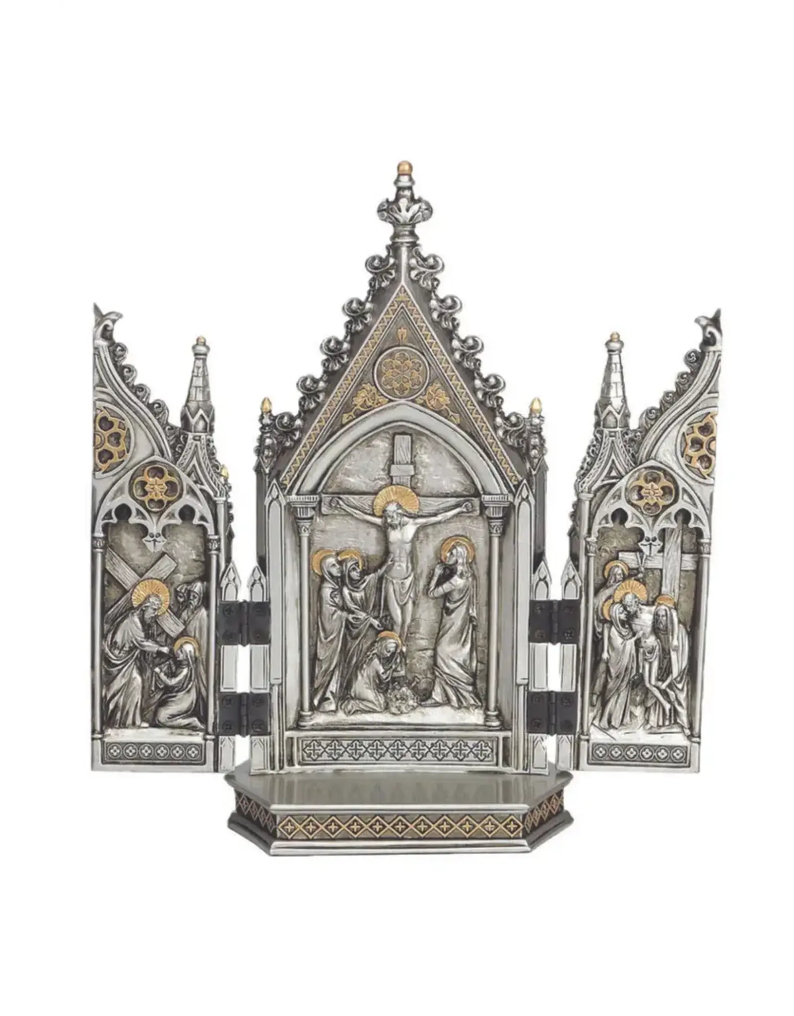 Goldscheider Calvary Triptych - Pewter/Bronze (8")