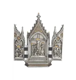 Goldscheider Calvary Triptych - Pewter/Bronze (8")