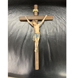 Pema Crucifix - Siena Corpus, Wood-Carved, Color, Dark Stain Cross,