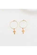 My Saint My Hero Earrings - Faith Petite Cross Hoop Earrings