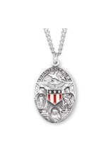 HMH St. Christopher, Mary, Jesus Combination Military Medal - Enameled, Sterling Silver, 24" Chain