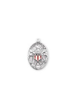 HMH St. Christopher, Mary, Jesus Combination Military Medal - Enameled, Sterling Silver, 24" Chain