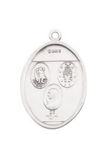 HMH St. Christopher, Mary, Jesus Combination Military Medal - Enameled, Sterling Silver, 24" Chain