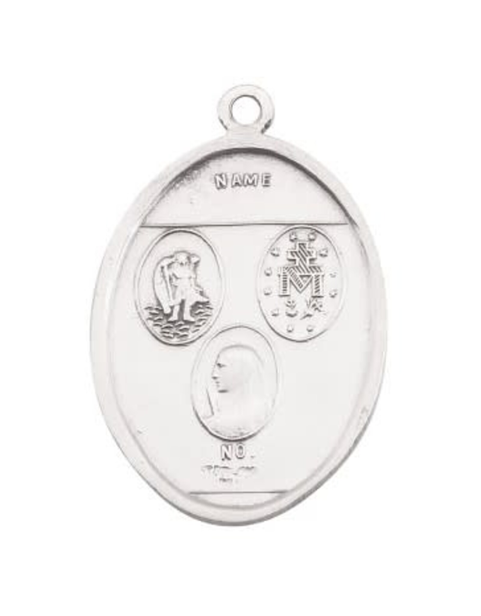 HMH St. Christopher, Mary, Jesus Combination Military Medal - Enameled, Sterling Silver, 24" Chain