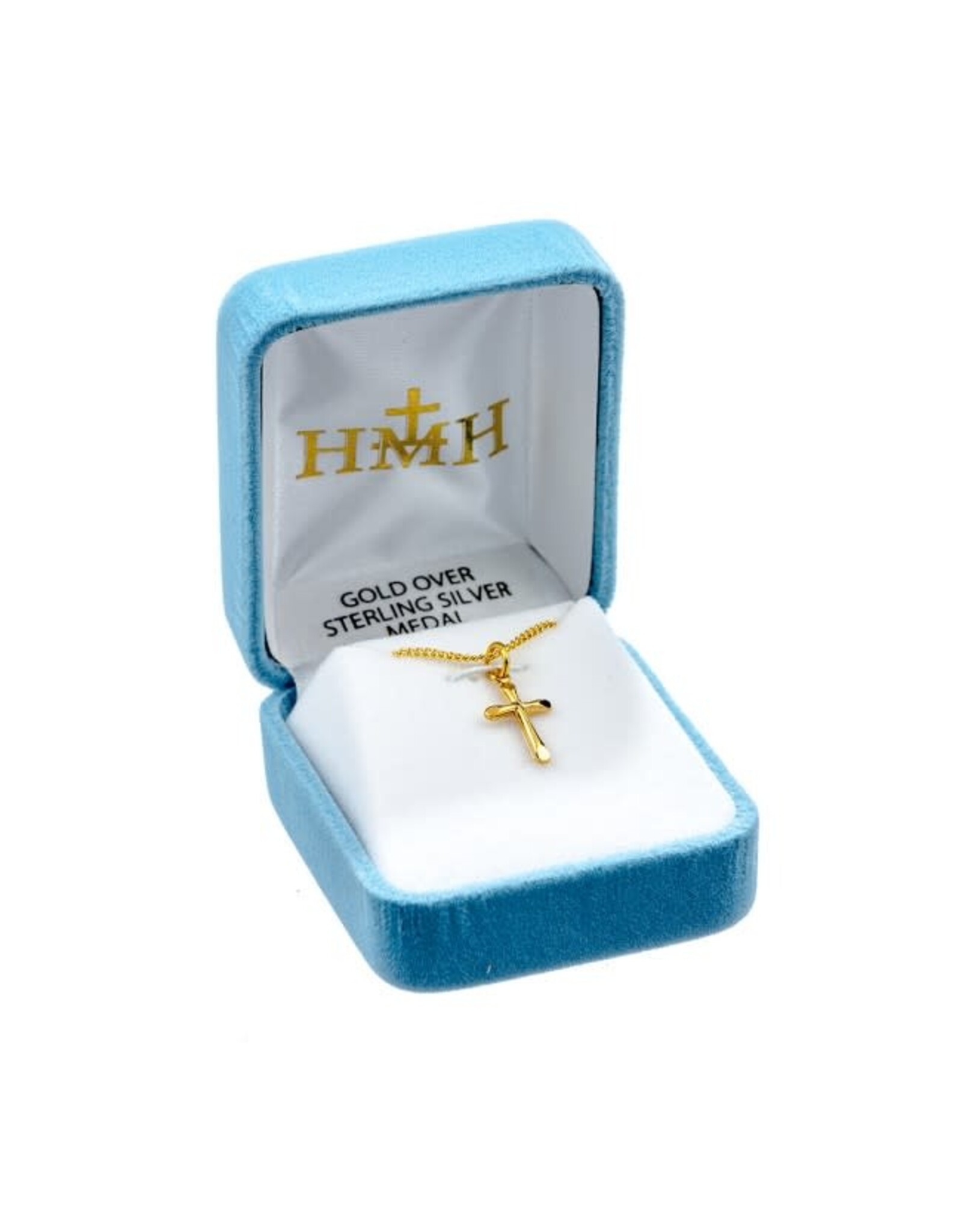 HMH Cross Medal - High Polished, Gold over Sterling Silver, 18" Chain
