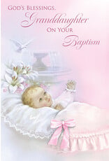 Greetings of Faith Card - Baptism (Granddaughter), Dove with Fountain