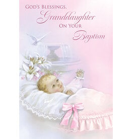 Greetings of Faith Card - Baptism (Granddaughter), Dove with Fountain