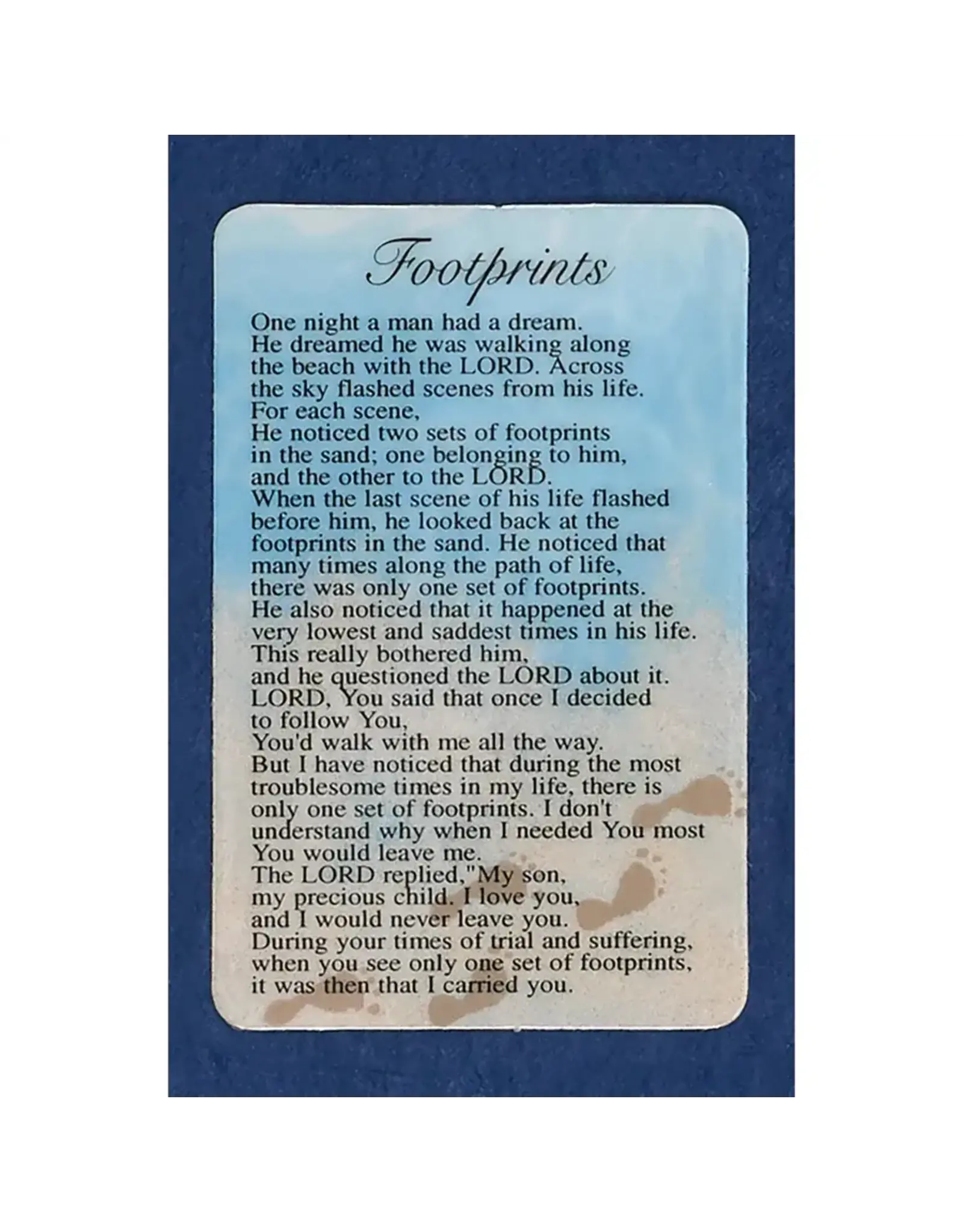 Lumen Mundi Footprints Laminated Prayer Card