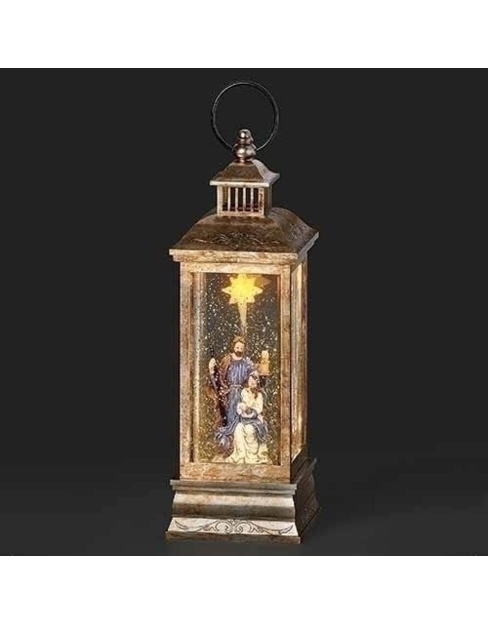 Roman LED Swirl Nativity Bronze Lantern