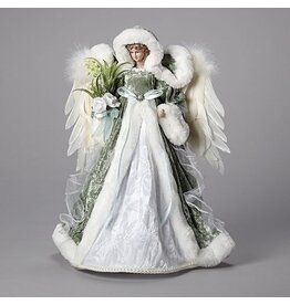 Roman Tree Topper - Angel, Green, White Velvet Dress