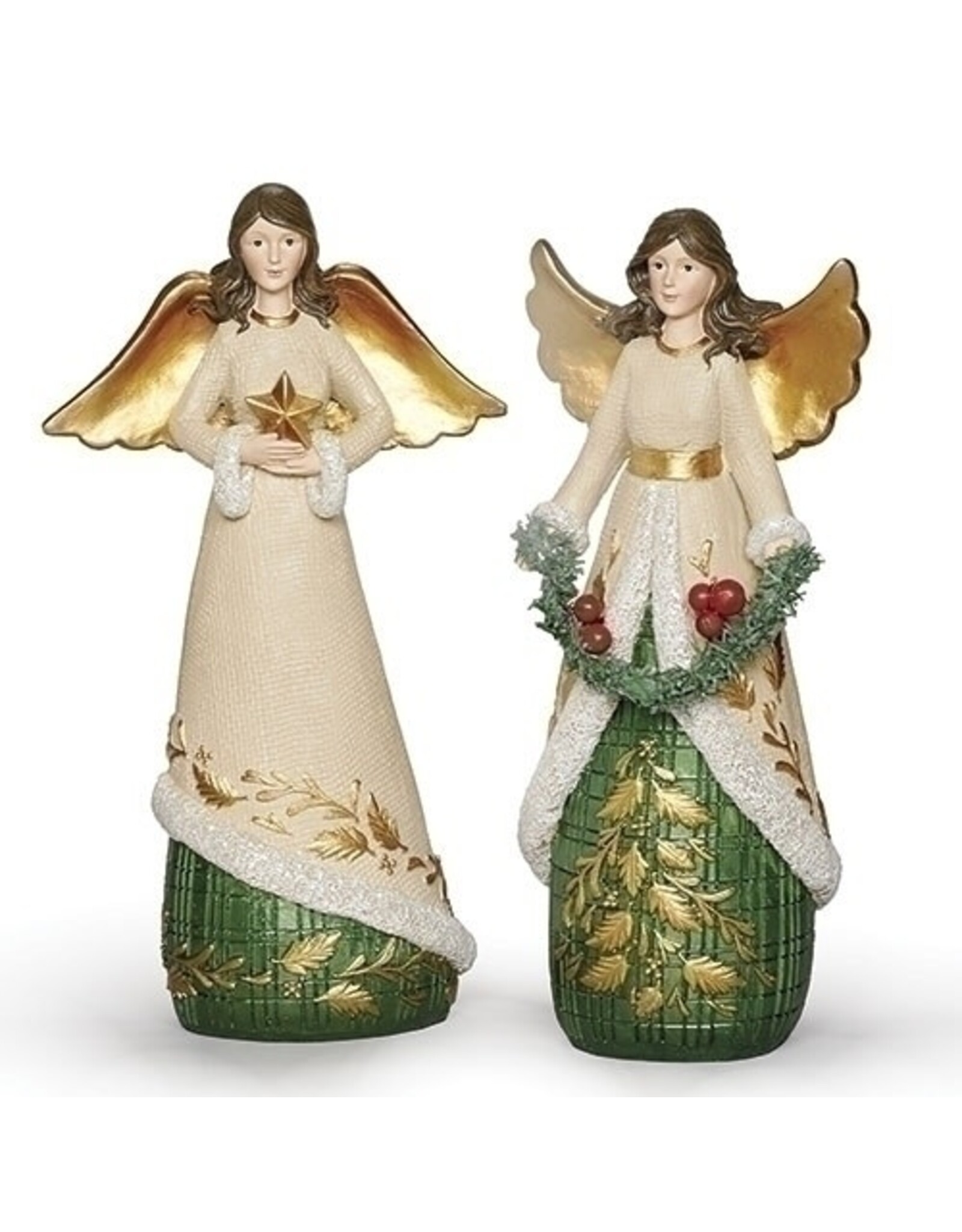 Roman Angel Figurine, Green & Gold Detail