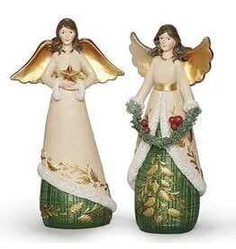 Roman Angel Figurine, Green & Gold Detail