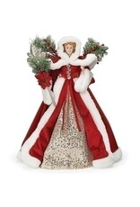 Roman Tree Topper - Angel, Red, Snow Covered Greenery