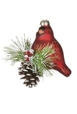 Roman Ornament - Cardinal with Pinecone Sprig