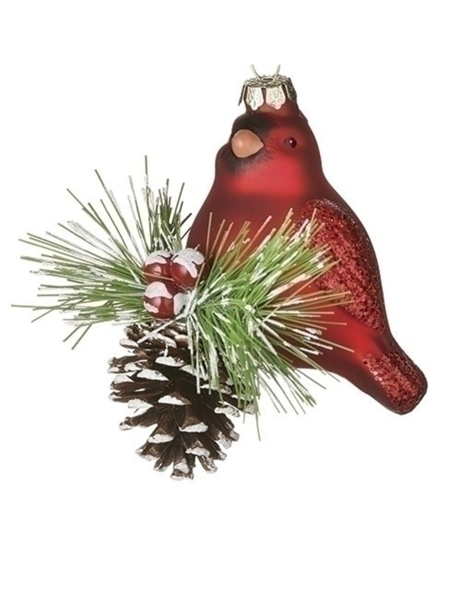 Roman Ornament - Cardinal with Pinecone Sprig