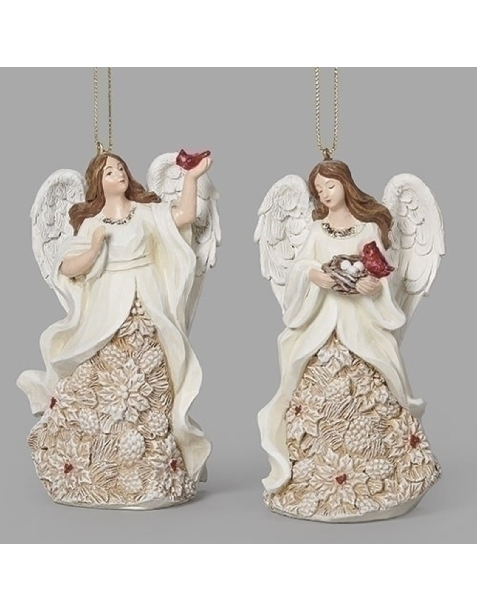 Roman Ornament - Angel, Poinsettia Pattern