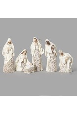 Roman Nativity Set, 7", 6-Piece, Poinsettia Pattern