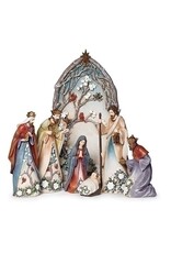 Roman Nativity Set, 10", 7-Piece, Blossoms & Holly Pattern