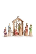 Roman Nativity Set, 9.5", 7-Piece, Birch Backdrop