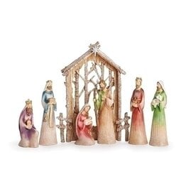 Roman Nativity Set, 9.5", 7-Piece, Birch Backdrop