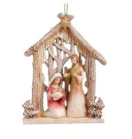 Roman Ornament - Holy Family Under Birch Stable