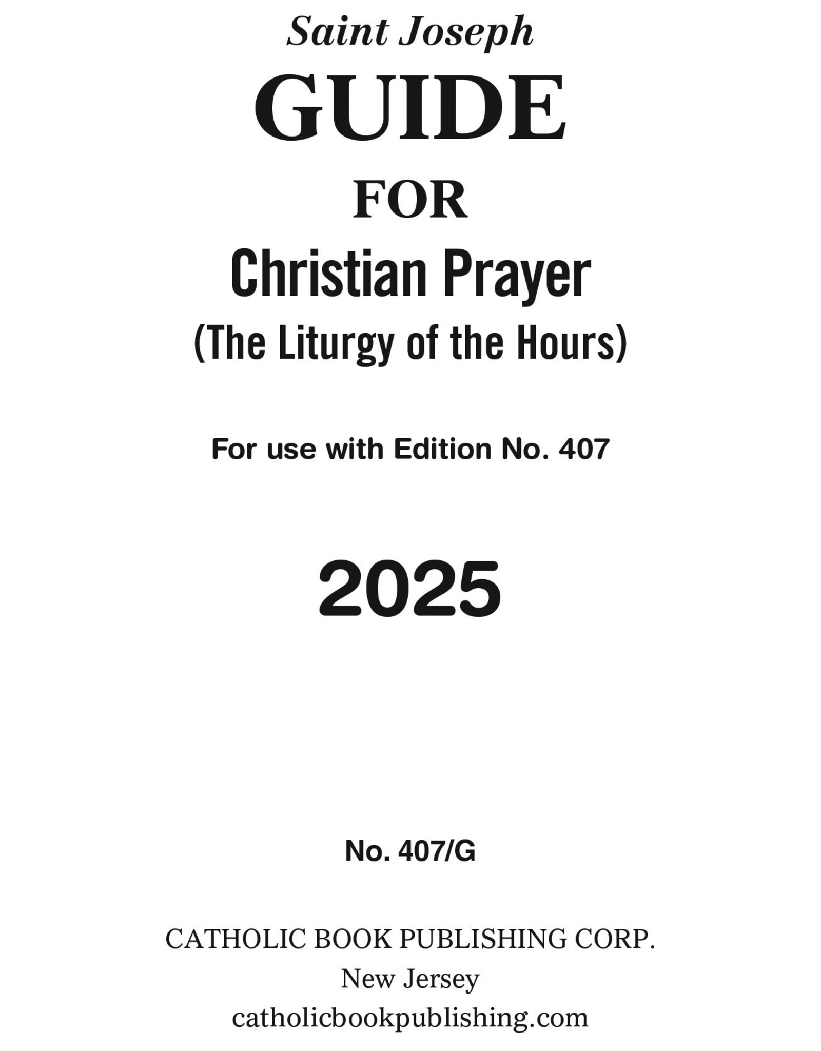 Catholic Book Publishing 2025 Guide for Christian Prayer, Large Print