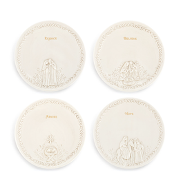 Christmas Journey Ceramic Nativity Appetizer Plates (Set of 4)