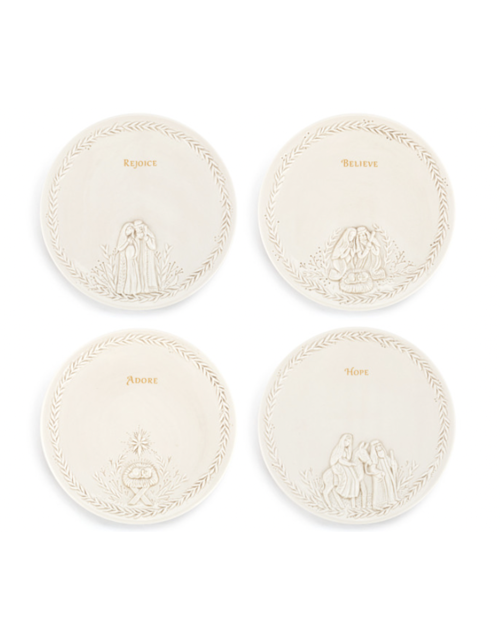 Christmas Journey Ceramic Nativity Appetizer Plates (Set of 4)