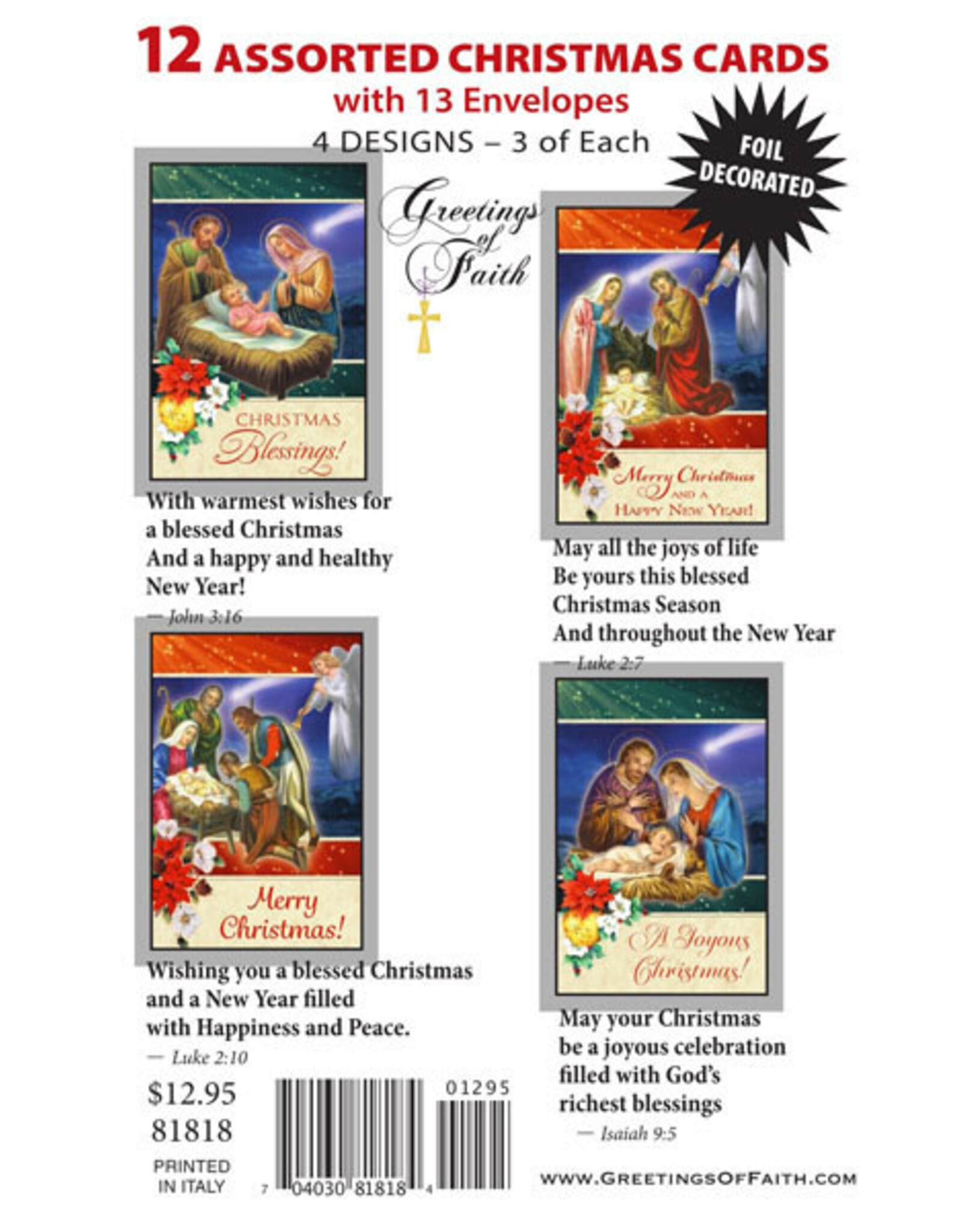 Greetings of Faith Boxed Christmas Cards - Assorted (12)