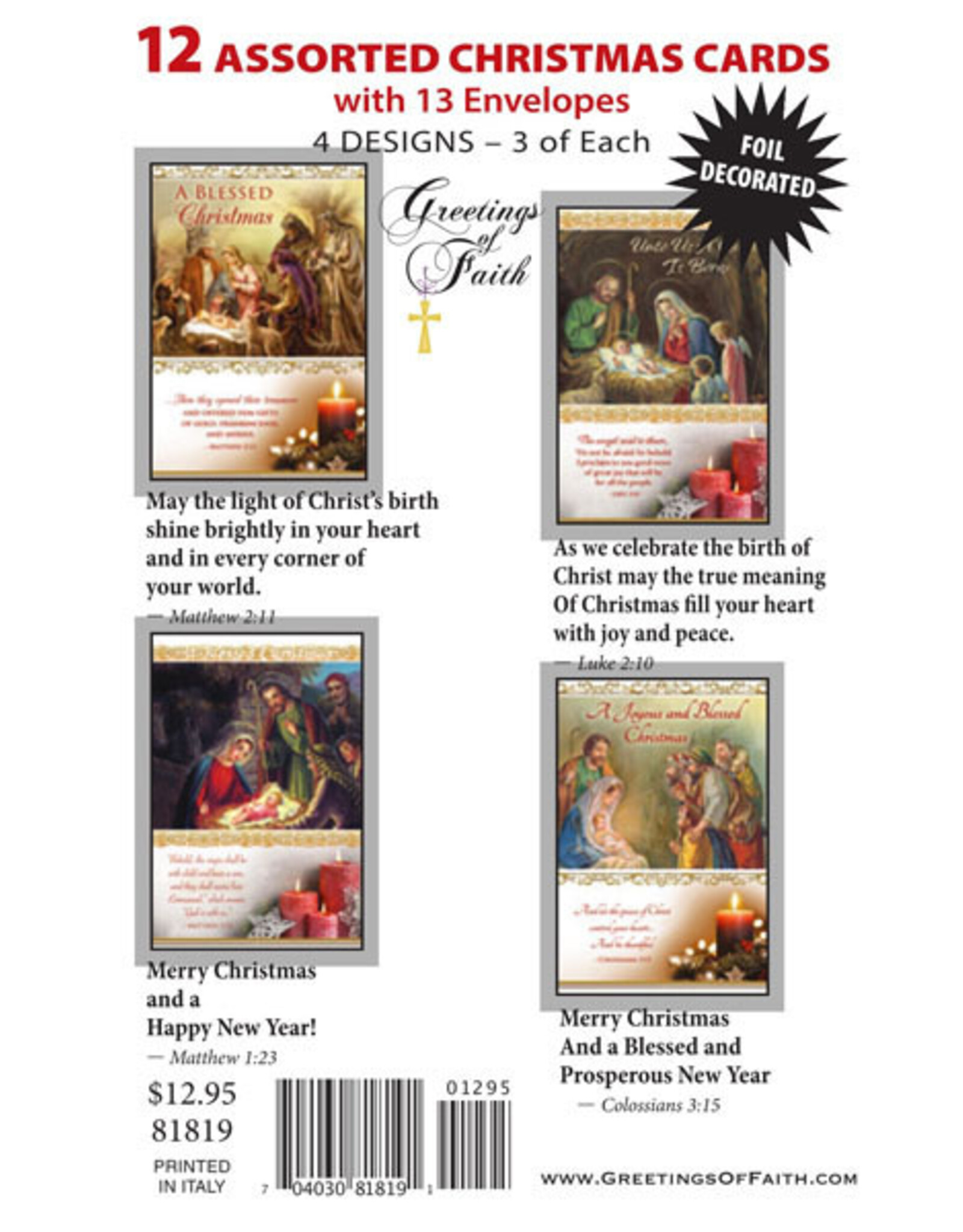 Greetings of Faith Boxed Christmas Cards - Assorted (12)