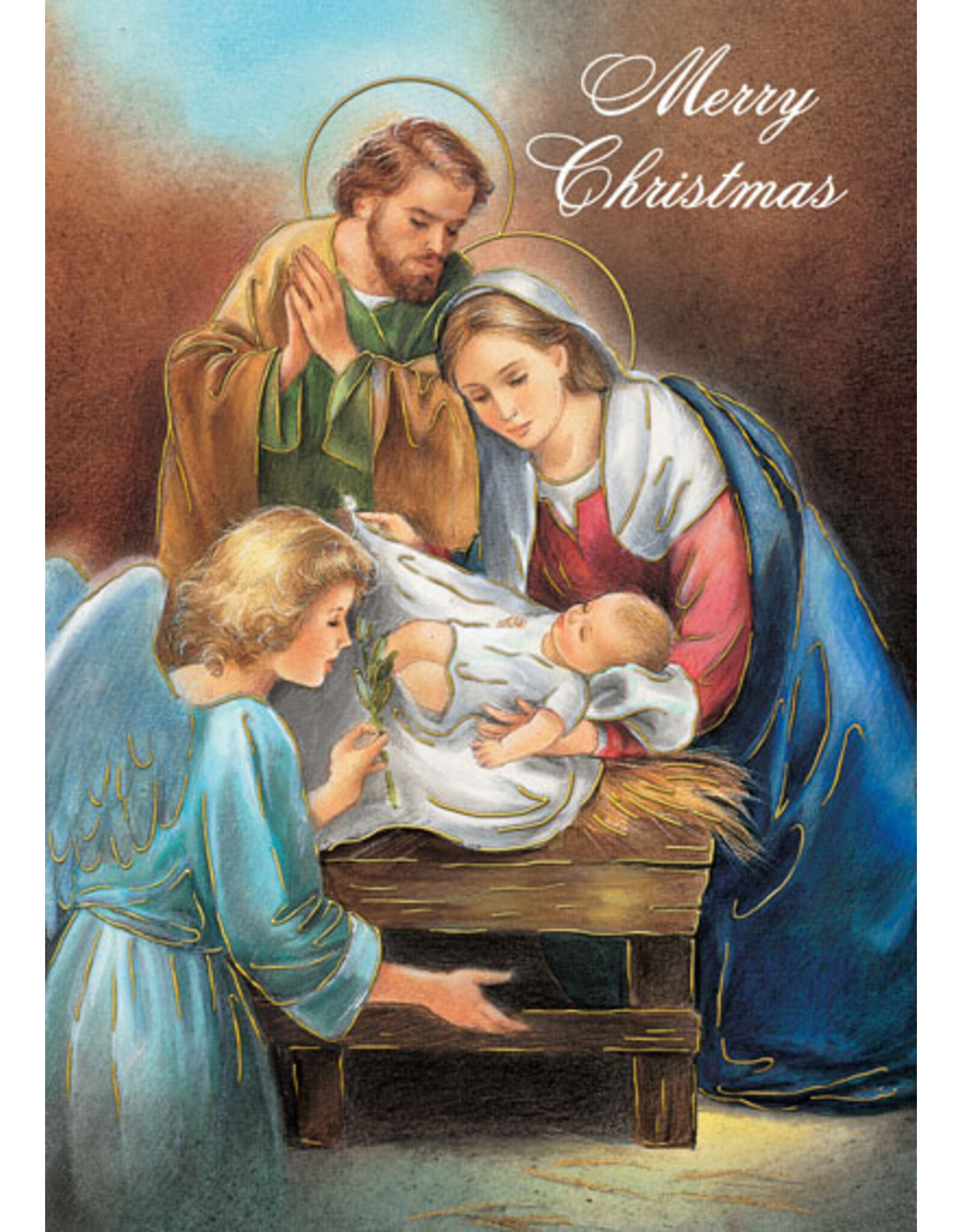 Greetings of Faith Christmas Card - Holy Family with Angel