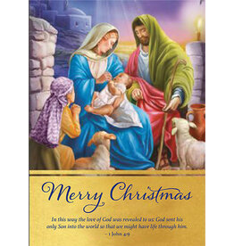 Greetings of Faith Christmas Card - Holy Family with Young Shepherd