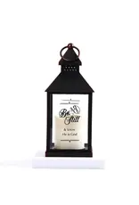 Swanson LED Candle Lantern, Brown – “Be Still”