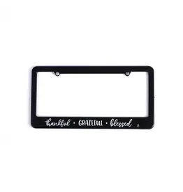 Swanson License Plate Frame Cover - Thankful Grateful Blessed