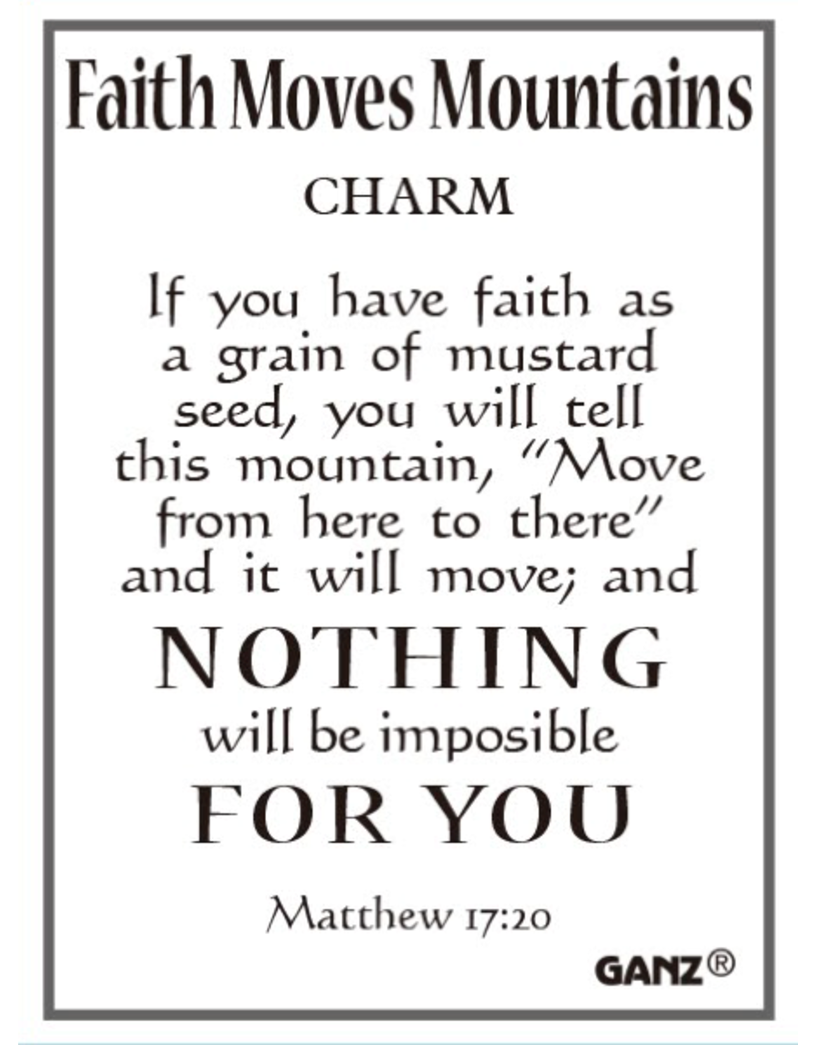 Ganz Faith Moves Mountains Pocket Charm