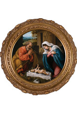 Nelson Art Nativity Round Framed Canvas Picture 12x12