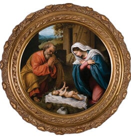 Nelson Art Nativity Round Framed Canvas Picture 12x12