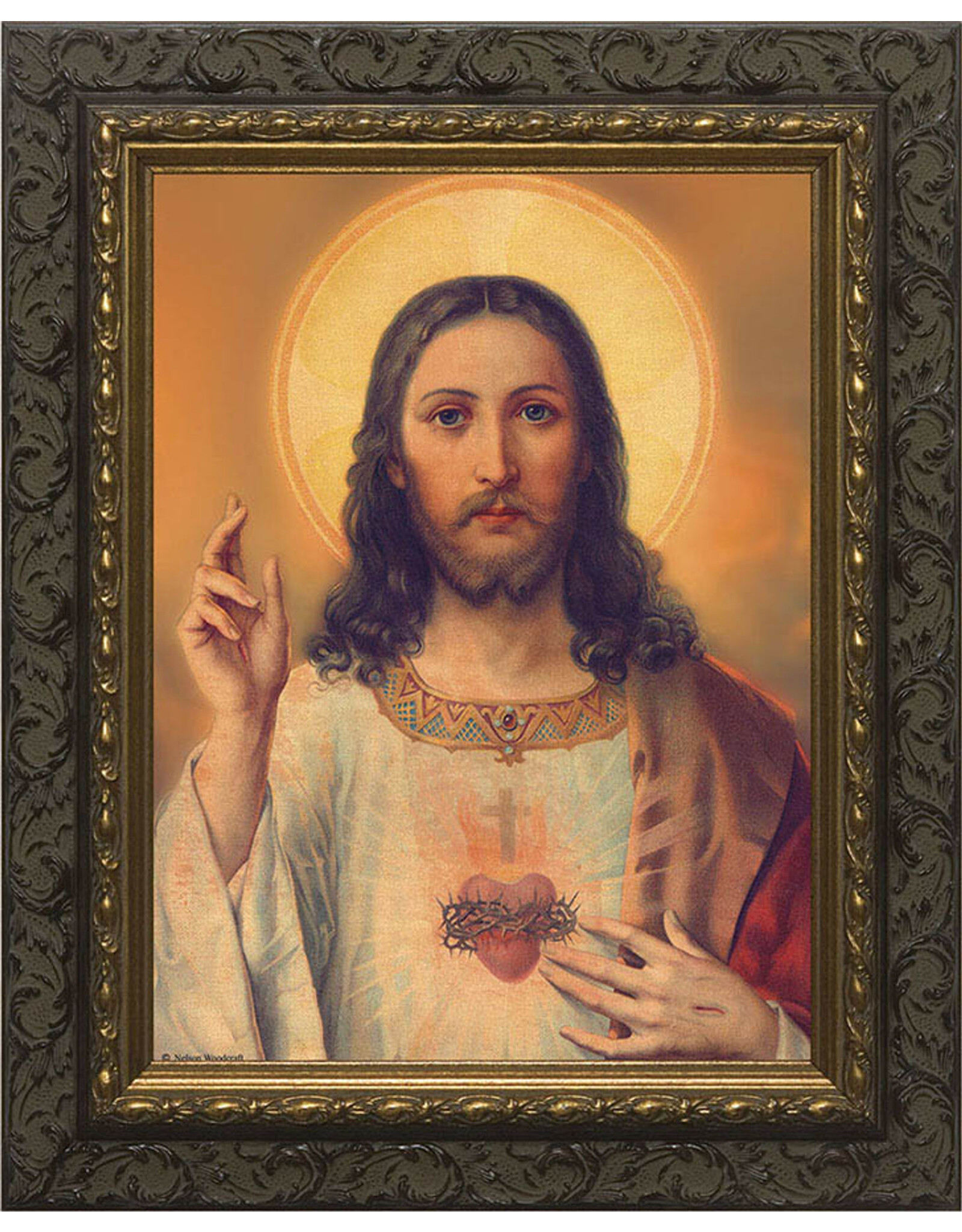 Nelson Art Sacred Heart (Antique), Ornate Dark Framed Art Picture 9x12