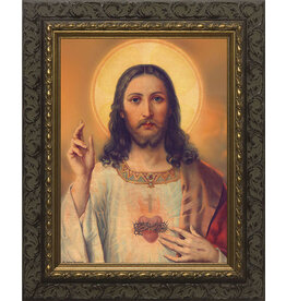 Nelson Art Sacred Heart (Antique), Ornate Dark Framed Art Picture 9x12