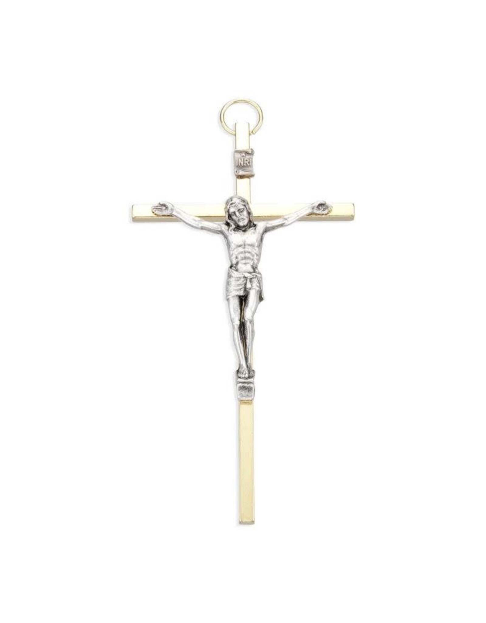 Hirten Gold Crucifix with Silver Corpus (5")