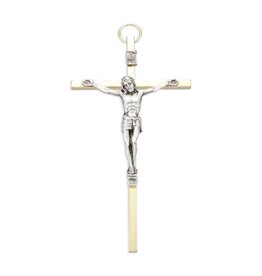 Hirten Gold Crucifix with Silver Corpus (5")