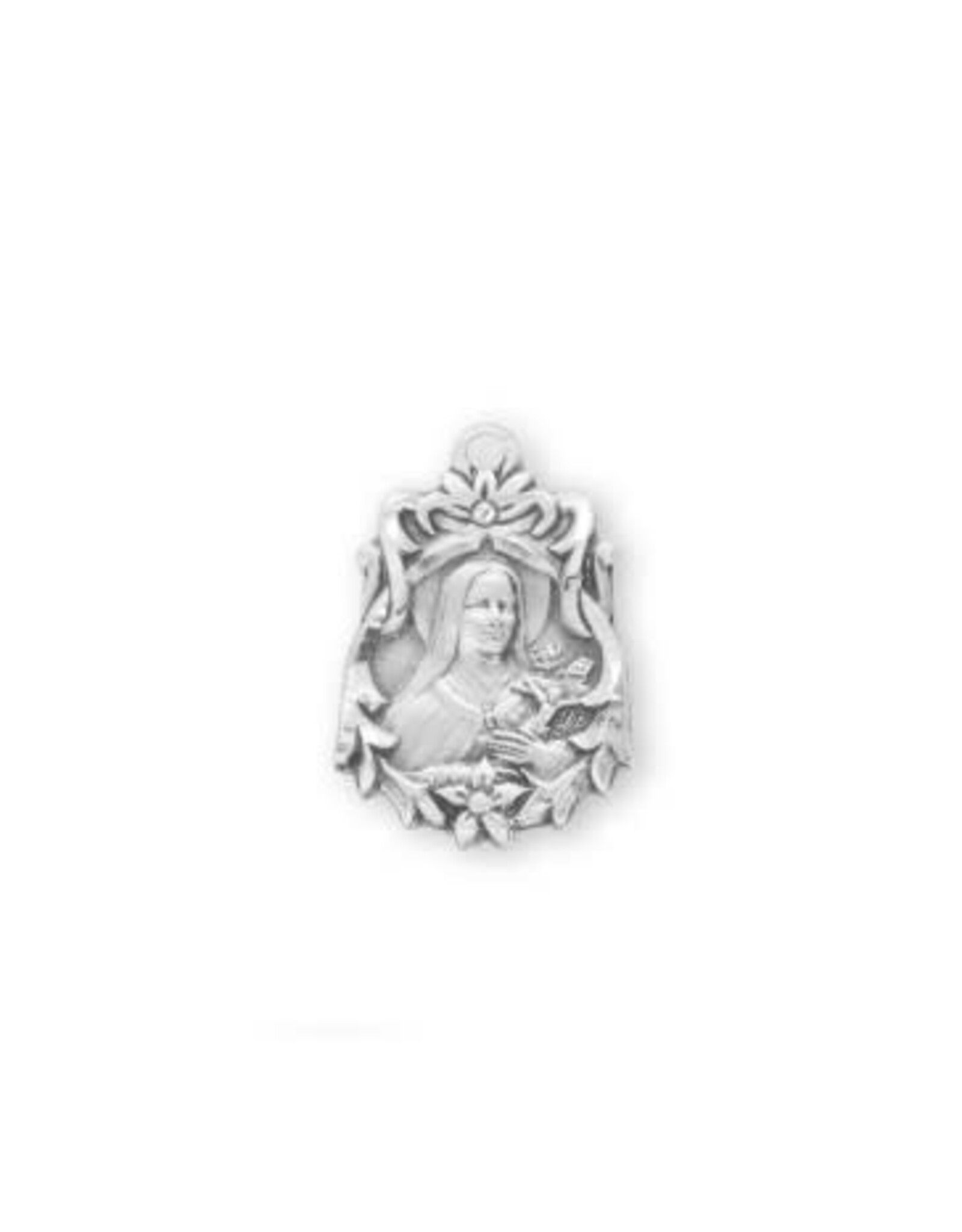 HMH St. Therese of Lisieux Medal - Floral, Sterling Silver, 18" Chain