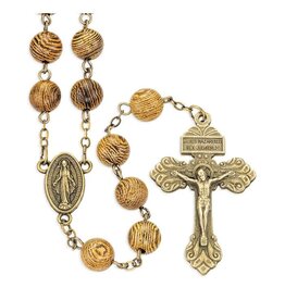 Hirten Rosary - Brown Wood Beads with Antique Copper Crucifix
