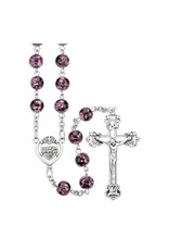 Hirten Rosary - Glass Marbleized Beads with Silver Oxidized Center & Crucifix -
