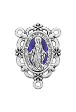 Hirten Rosary Centerpiece - Miraculous Medal with Blue Epoxy Center