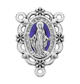 Hirten Rosary Centerpiece - Miraculous Medal with Blue Epoxy Center