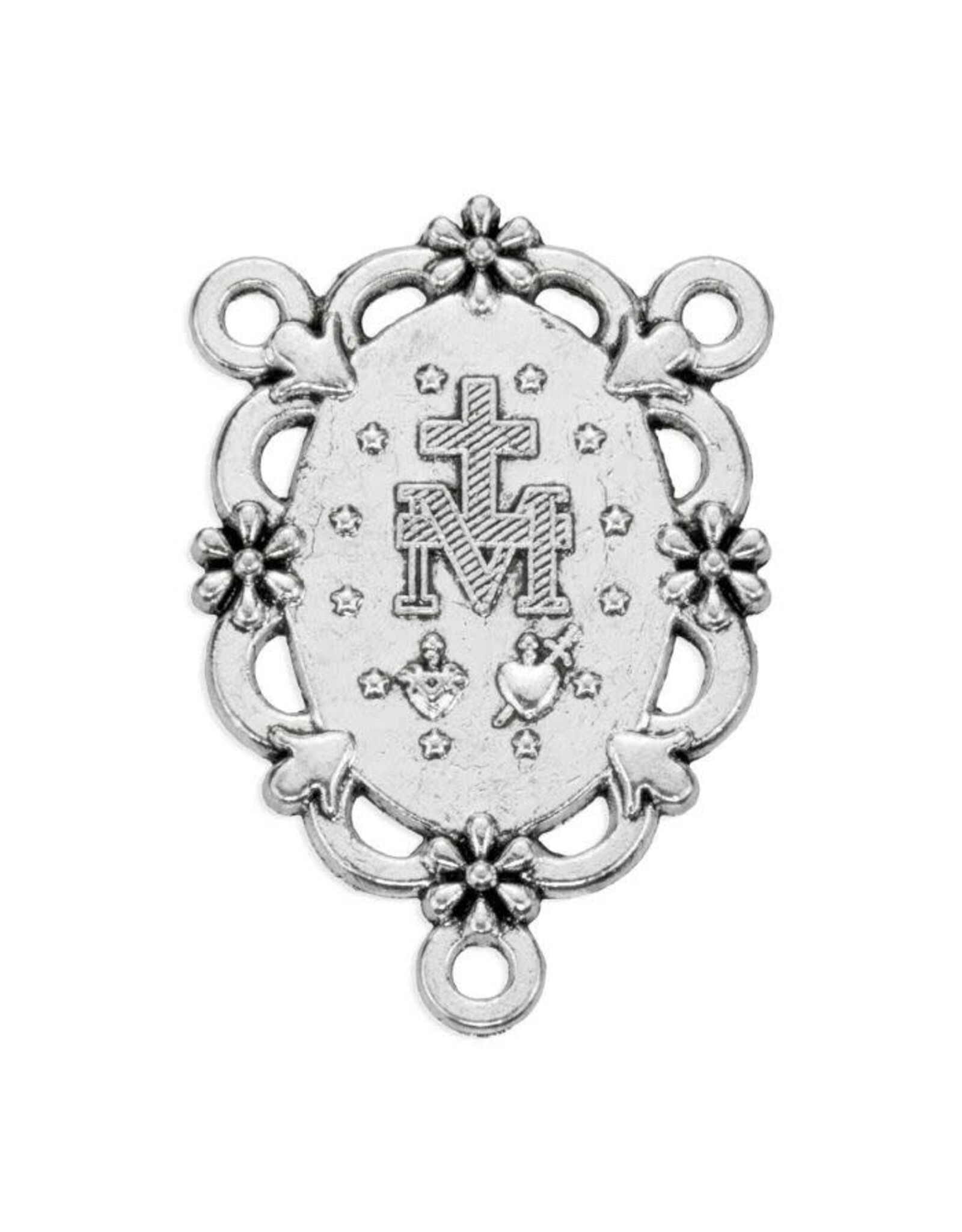 Hirten Rosary Centerpiece - Miraculous Medal with Blue Epoxy Center