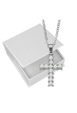 Hirten Necklace - Cross, Silvertone with Pearls