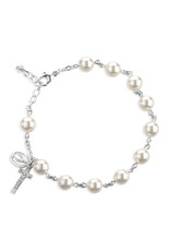 HMH White Pearl Rosary Bracelet (Austrian Crystal/Sterling Silver)